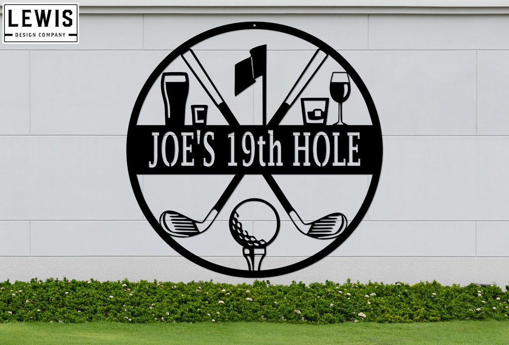Golf 19th Hole Custom Name Metal Sign