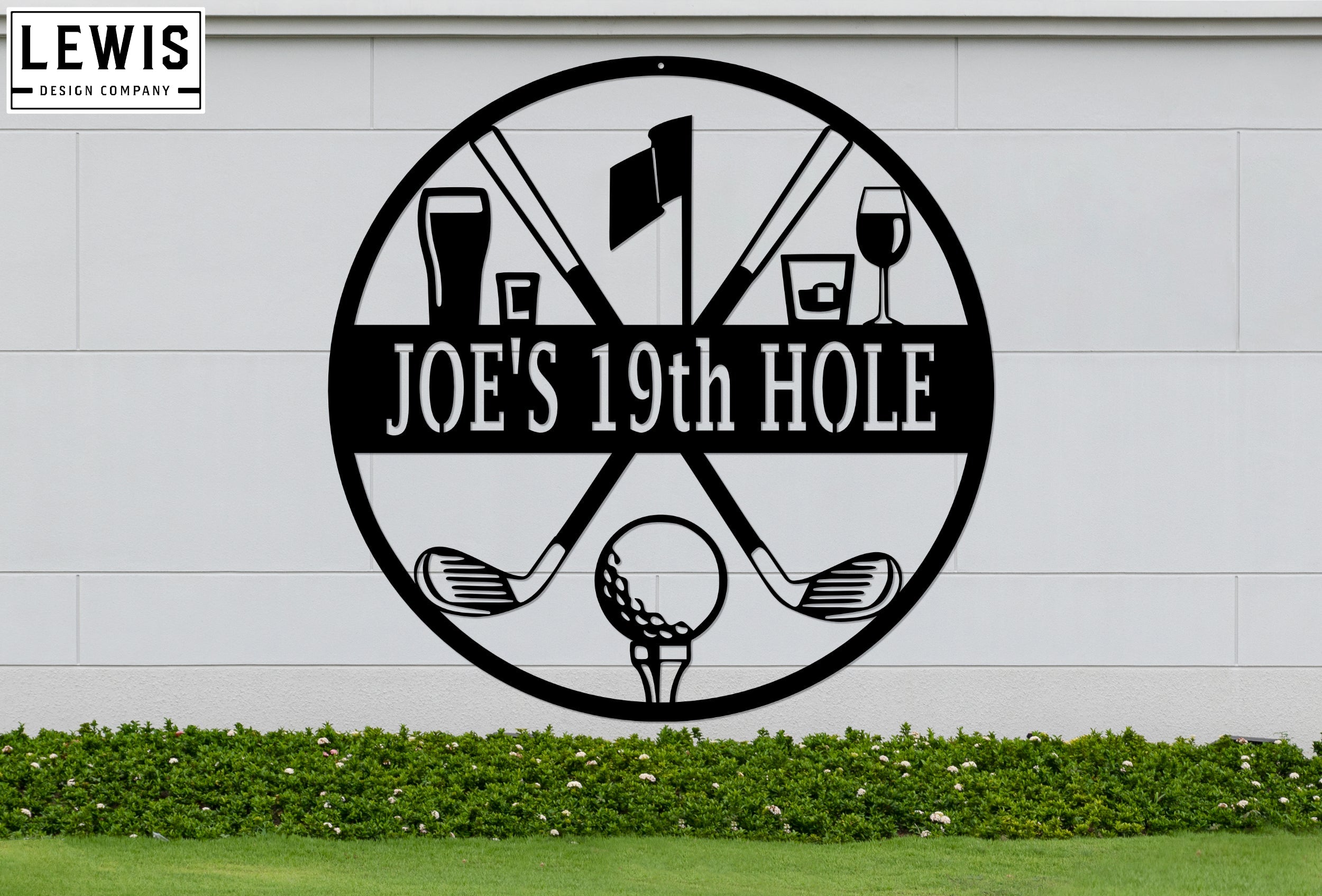 Golf 19th Hole Custom Name Metal Sign