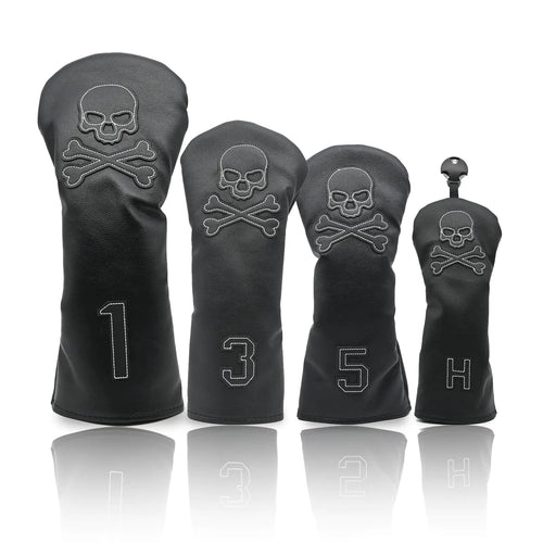 4 Pcs Golf Club Head Covers PU Leather Skull Golf Club Covers for Drivers Fairway Woods and Hybrids Fit Most Golf Clubs Golf Headcovers Set