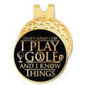 Hafhue Thats What I Do I Play Golf Black Gold Golf Ball Marker with Hat Clip Funny Golf Accessories and Golf Gifts for Men Women Dad Grandpa Birthday Gifts for Golf Fan Golfer Golf Lover