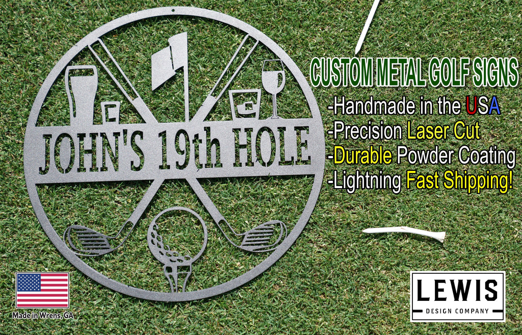 Golf 19th Hole Custom Name Metal Sign