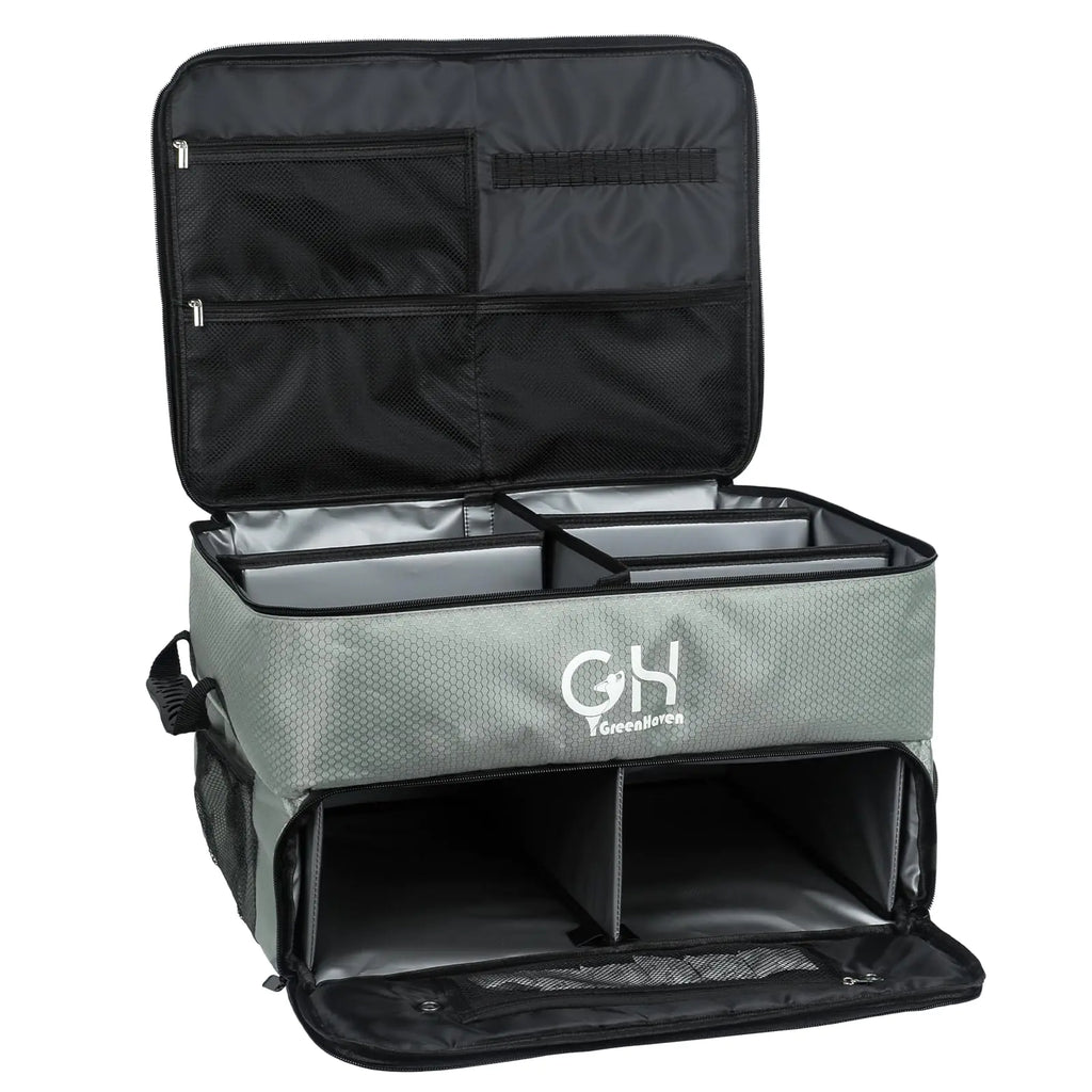 GreenHaven Golf Trunk Organizer Waterproof Car Golf Shoes Bag with Separate Ventilated Compartments Large Golf Storage Box for Shoes Golf Balls Tees Clothes Gloves Accessories Golf Gift for Men(Grey)