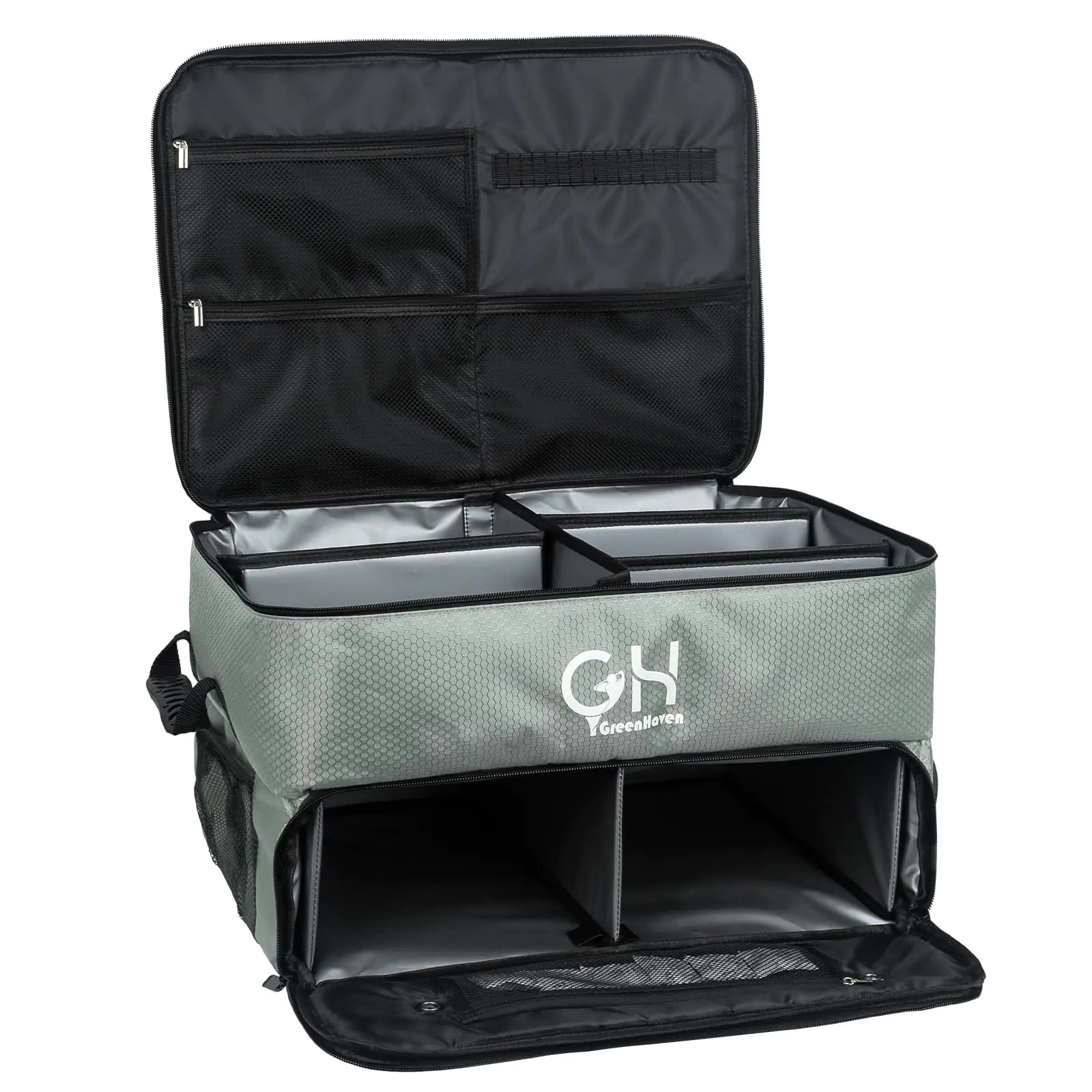GreenHaven Golf Trunk Organizer Waterproof Car Golf Shoes Bag with Separate Ventilated Compartments Large Golf Storage Box for Shoes Golf Balls Tees Clothes Gloves Accessories Golf Gift for Men(Grey)
