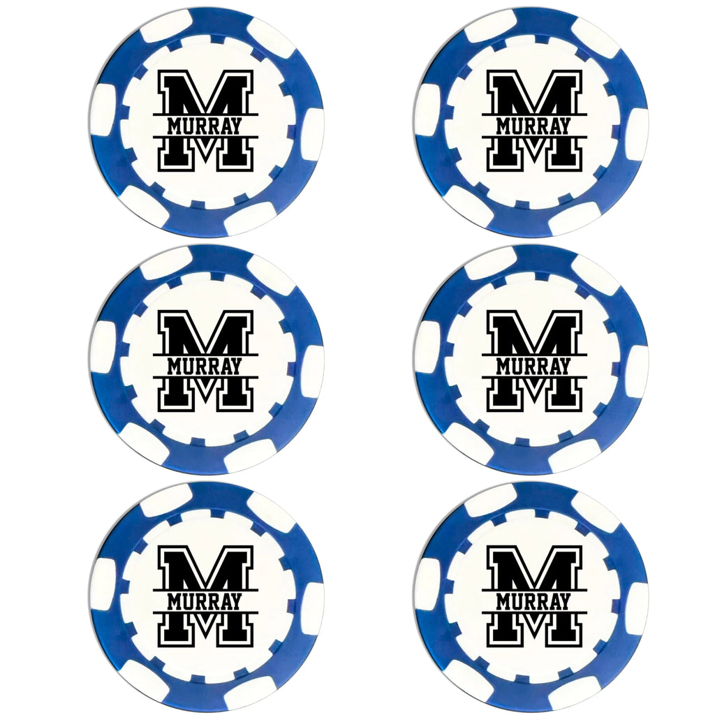 Personalized Golf Ball Marker Poker Chips | 6 Pack | Golf Marker Mens Gifts | Monogrammed Golf Gifts | Funny Golf Accessories for Men | Womens Golf Accessories
