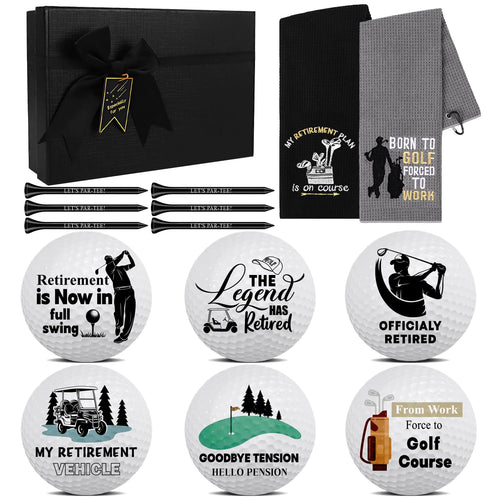 14 Pcs Funny Retirement Gifts Golf Balls Set 2Pcs Funny Golf Towel 6Pcs Funny Retirement Gifts Golf Balls Set with 6Pcs Golf Tees for Dad Husband Coworkers Golfers Golf Lovers Retirement Gifts