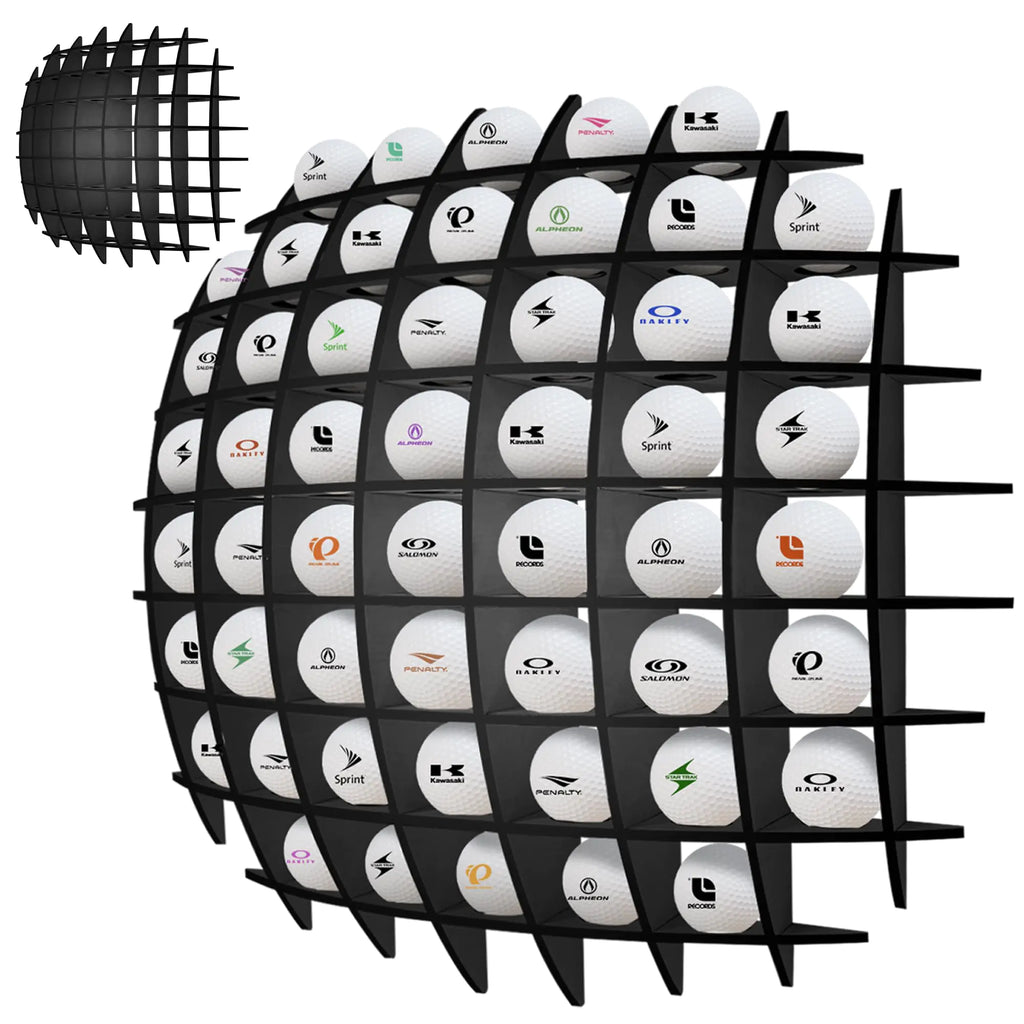 Golf Ball Display up to 52Pcs Golf Ball Holder Wall Mounted Golf Ball Rack for Golf Lovers (Black)