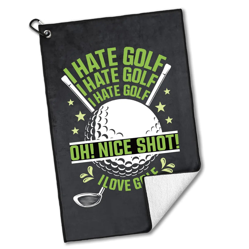 rofiowa I Hate Golf Nice Shot I Love Golf Polyester and Cotton Blend Printed Golf Towel Funny Golf Accessories for Men Women Golf Gift for Golf Fan Dad Mom Golf Lover Fathers Day Birthday Gift